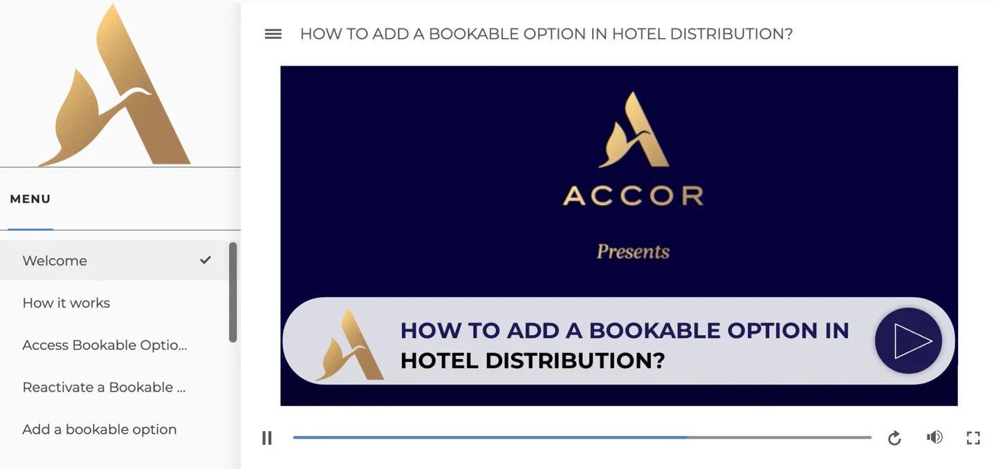 Exemple de module e-learning : Accor, vidéo pédagogique · Storyline