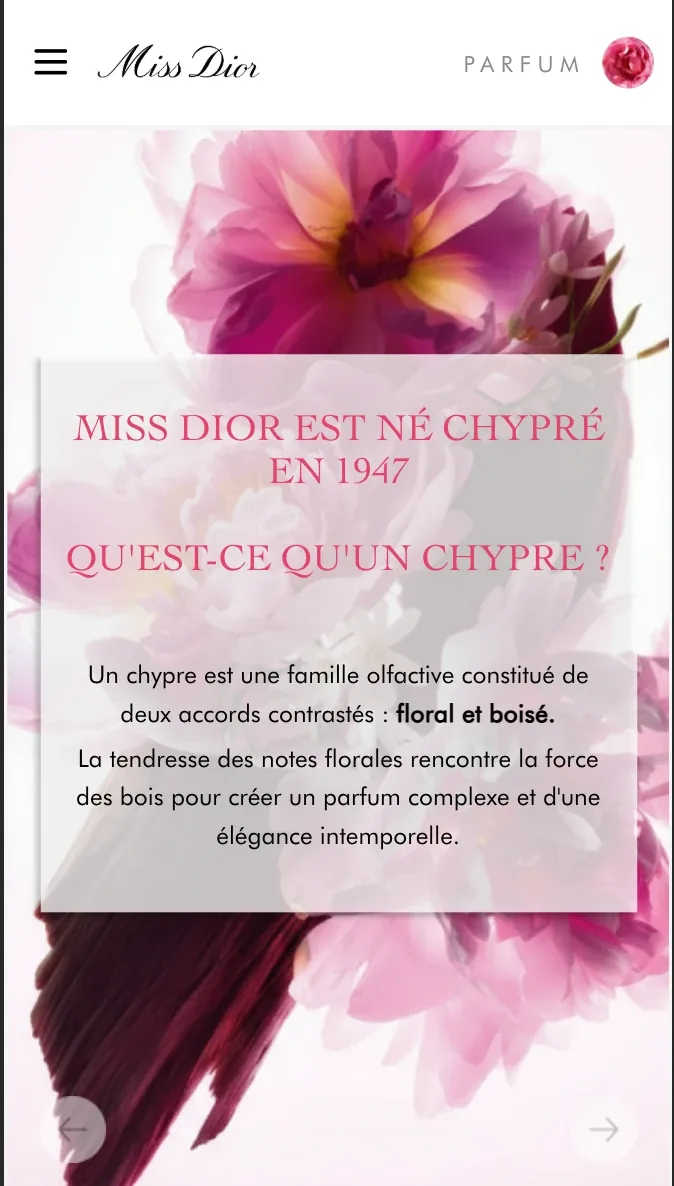 Module e-learning Storyline Miss Dior sur mobile