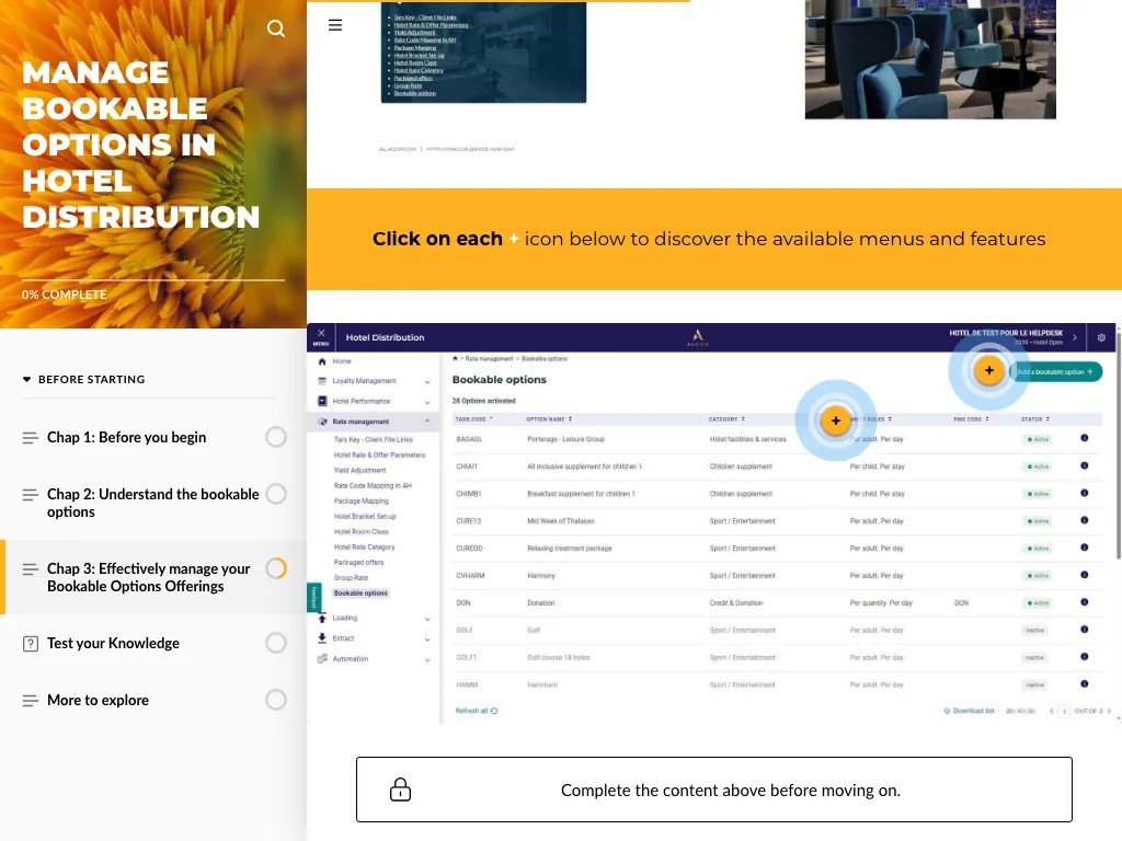 Module e-learning Rise avec zones interactives sur tablette