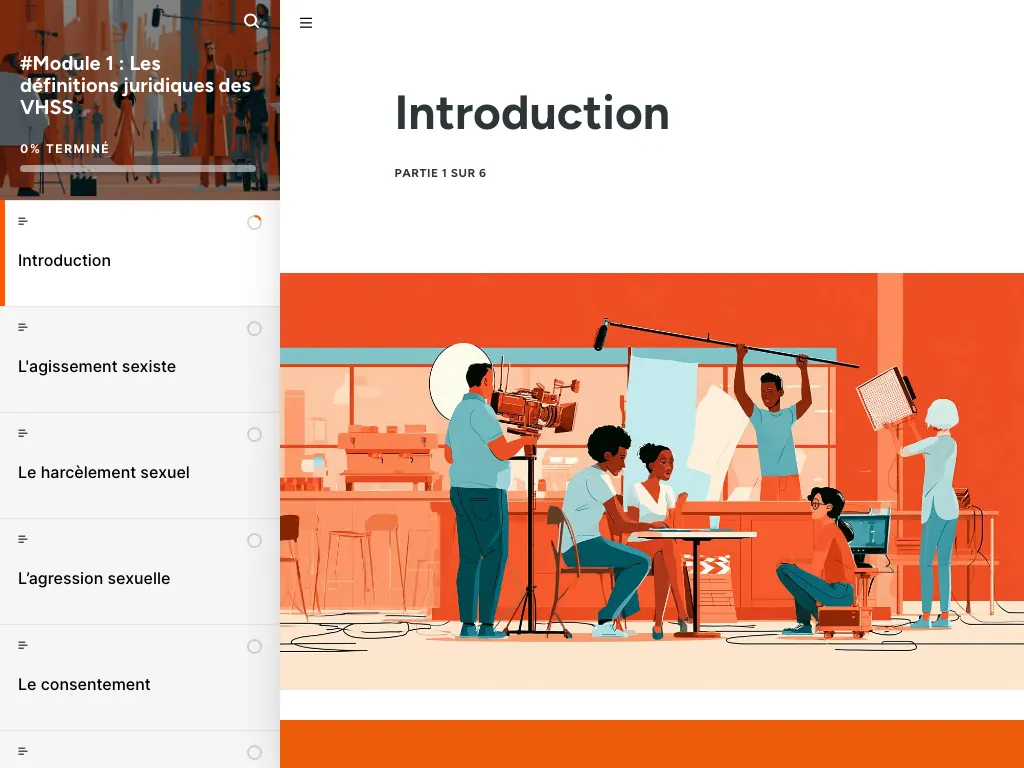 Module e-learning sur la prévention des VHSS, affiché sur tablette