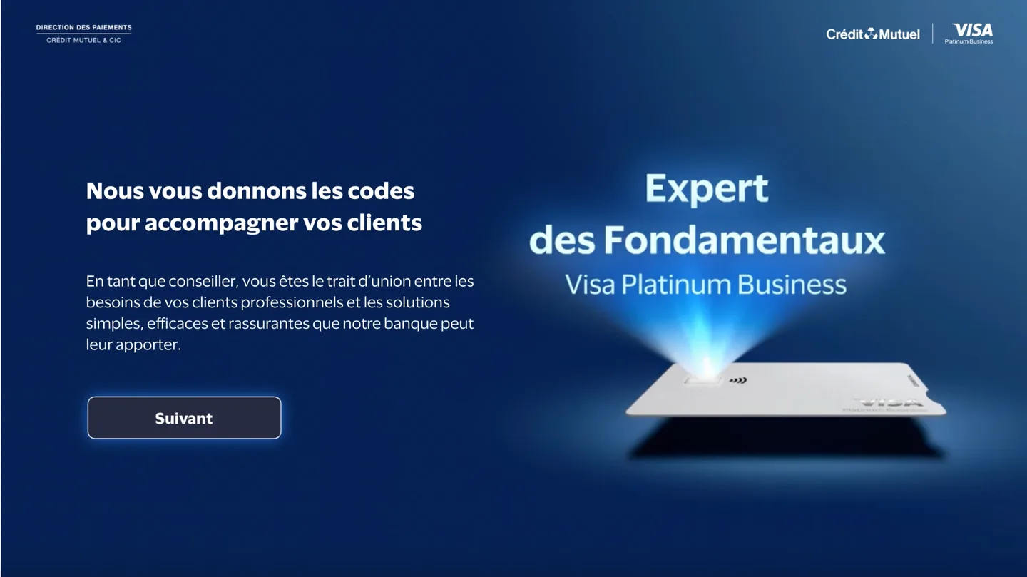 Exemple de module e-learning : Visa Platinum Business · Storyline